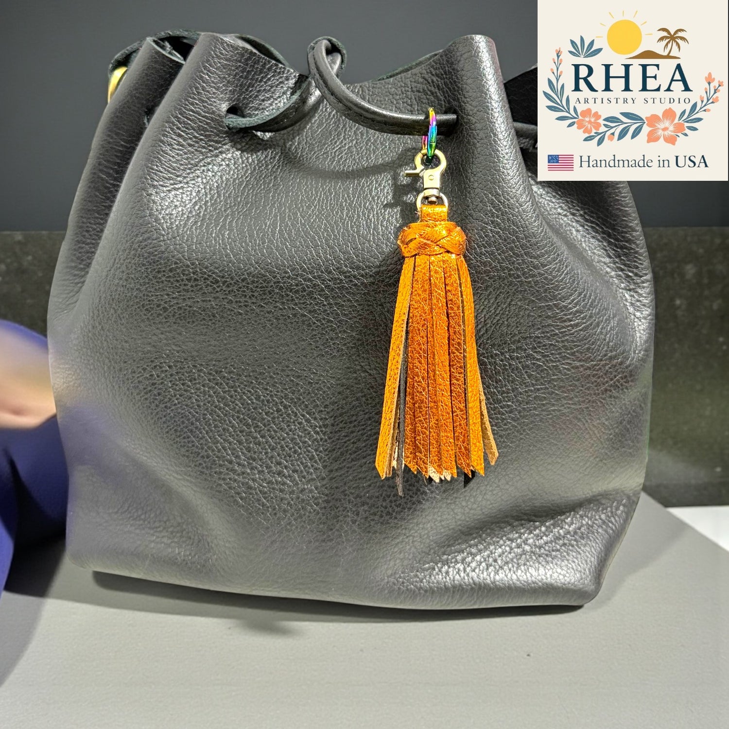 leather tassel bag charm