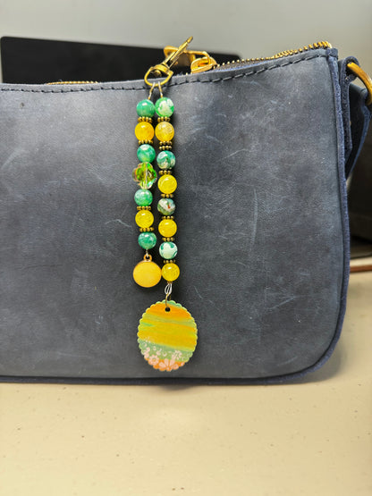 Gemstone Beaded Necklace | Bronze & Glass Daisy Pendant Jewelry
