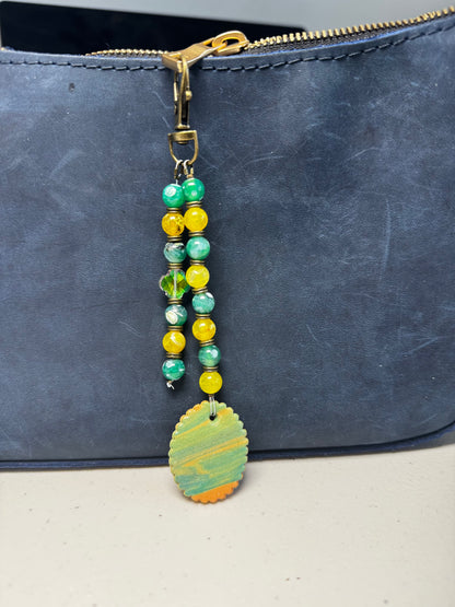 Gemstone Beaded Necklace | Bronze & Glass Daisy Pendant Jewelry