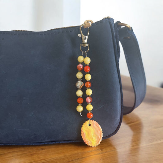 Gemstone Beaded Necklace | Bronze & Glass Daisy Pendant Jewelry