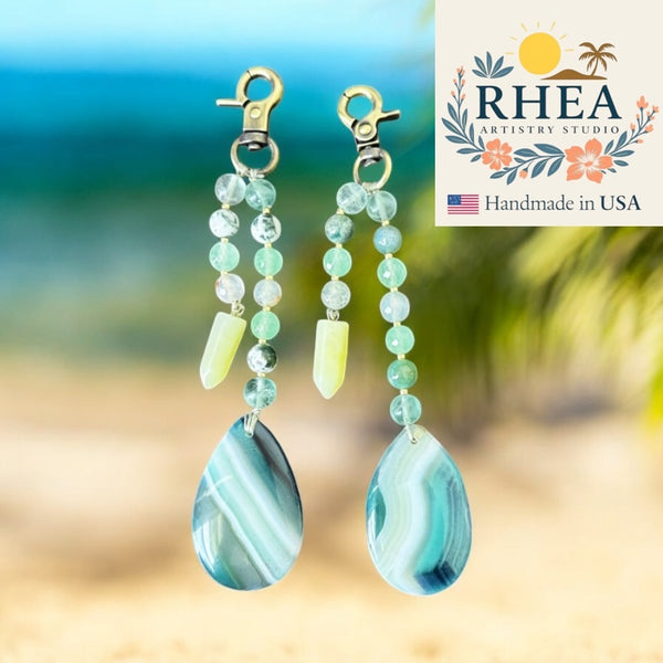 Atlantic Haze — Double-Strand Gemstone Charm