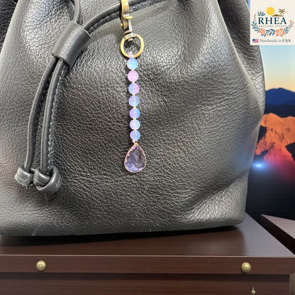 Handmade Gemstone & Glass Beaded Bag Charm – Rhea Artistry Studio