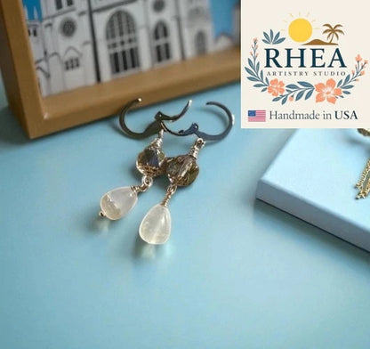 Cathedral Pale Blue Silver Drop Earrings