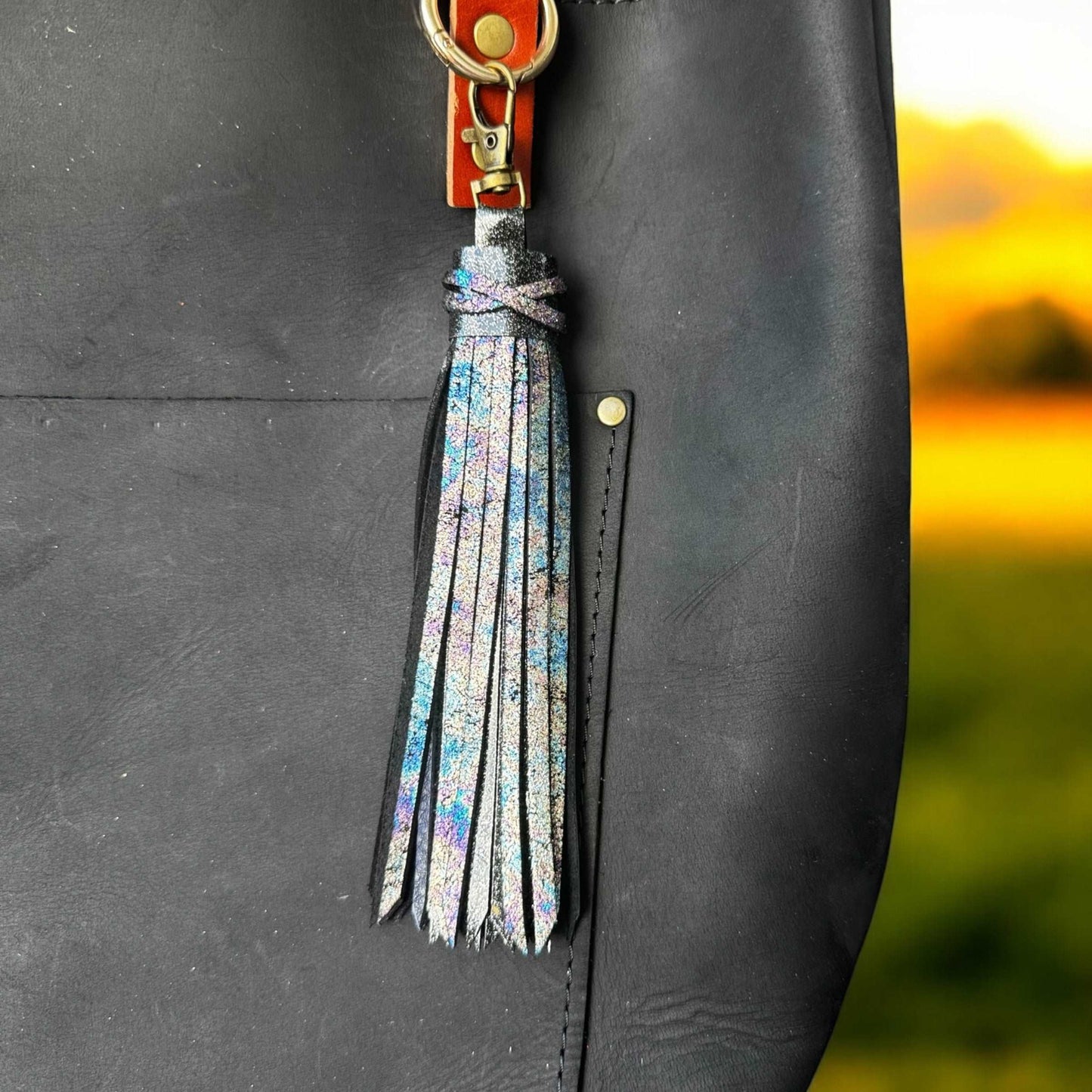 image of a purse with multi colored tassel