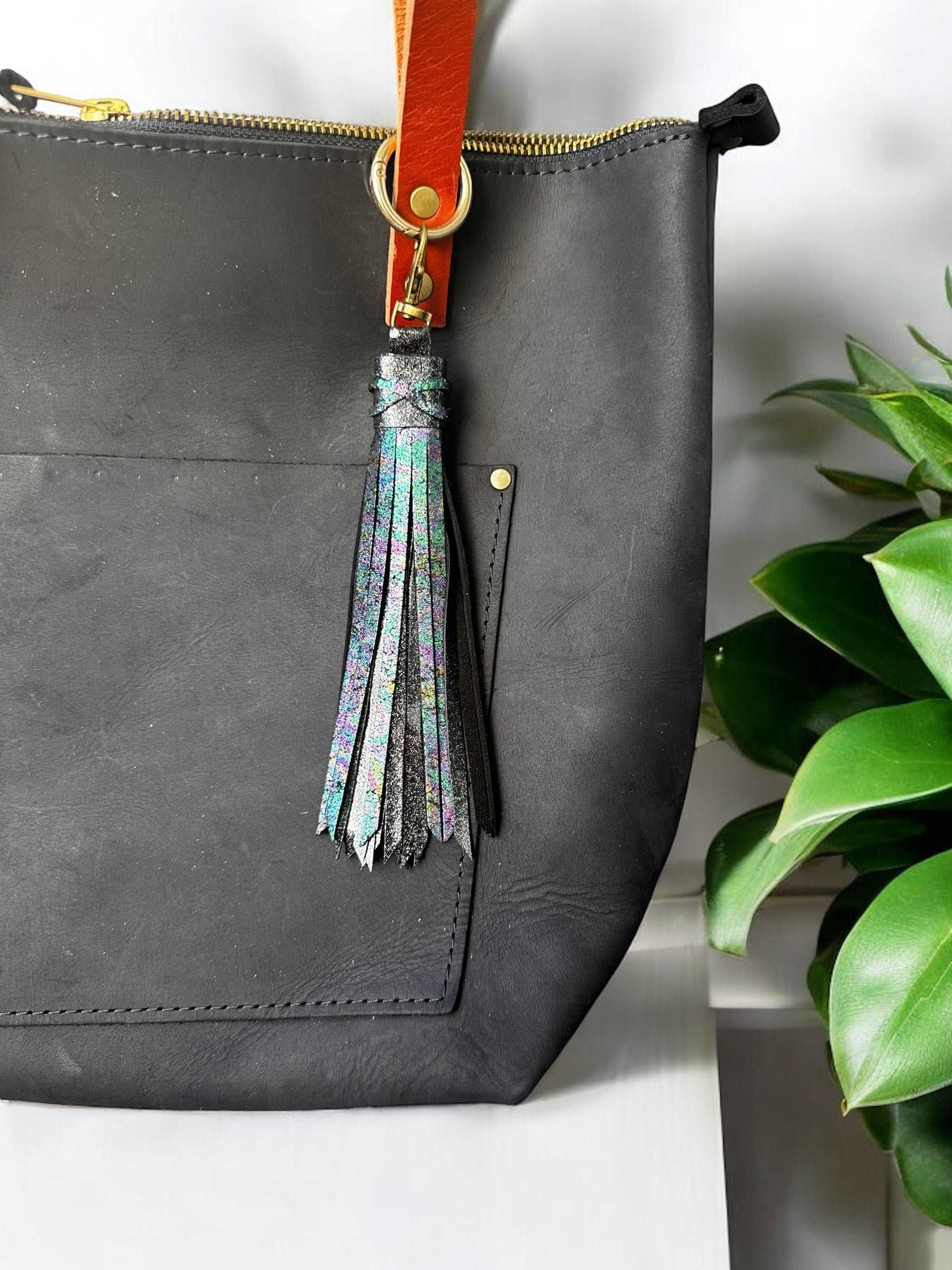 image of a purse with multi colored tassel