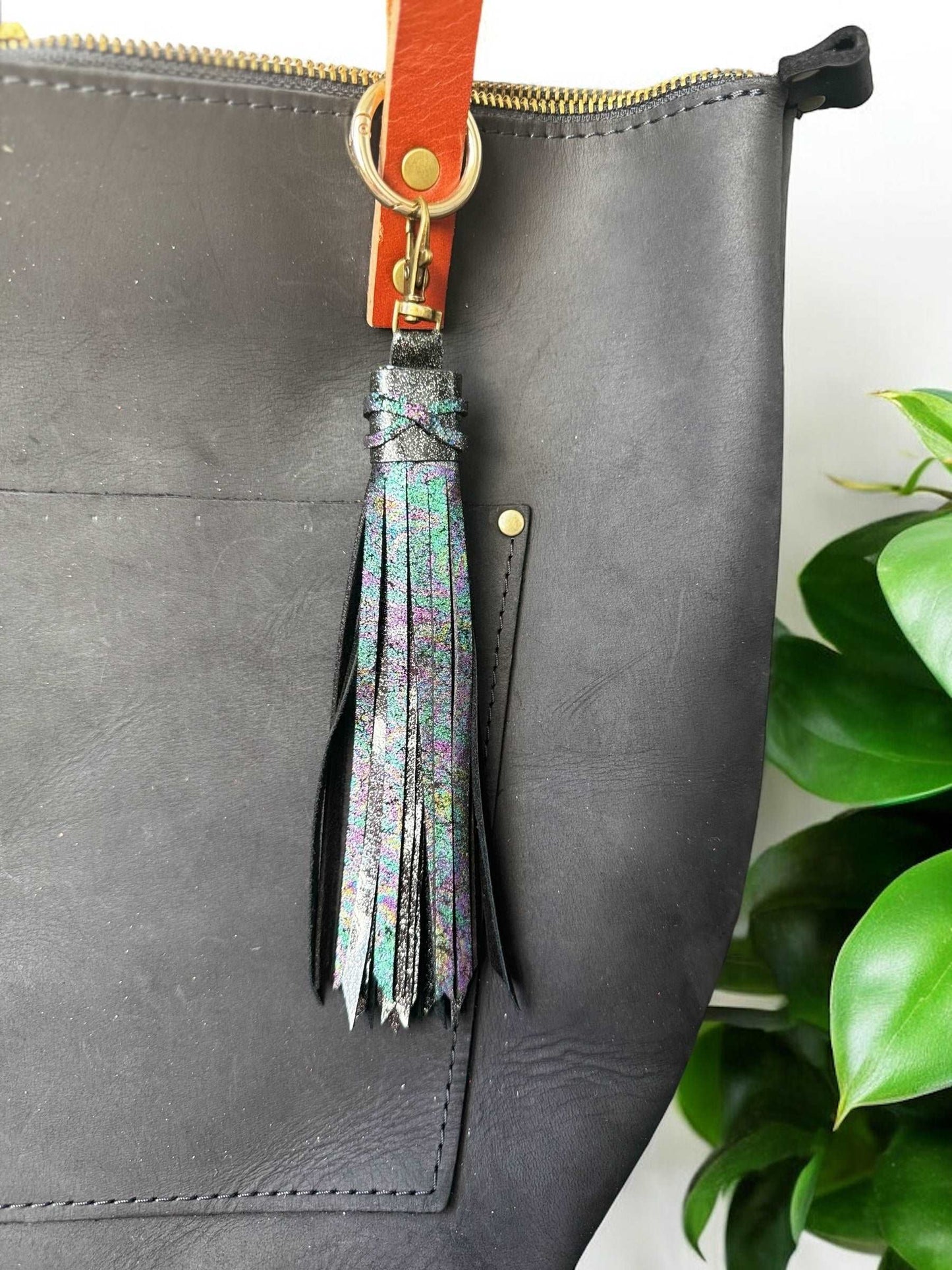 image of a purse with multi colored tasselimage of a purse with multi colored tassel