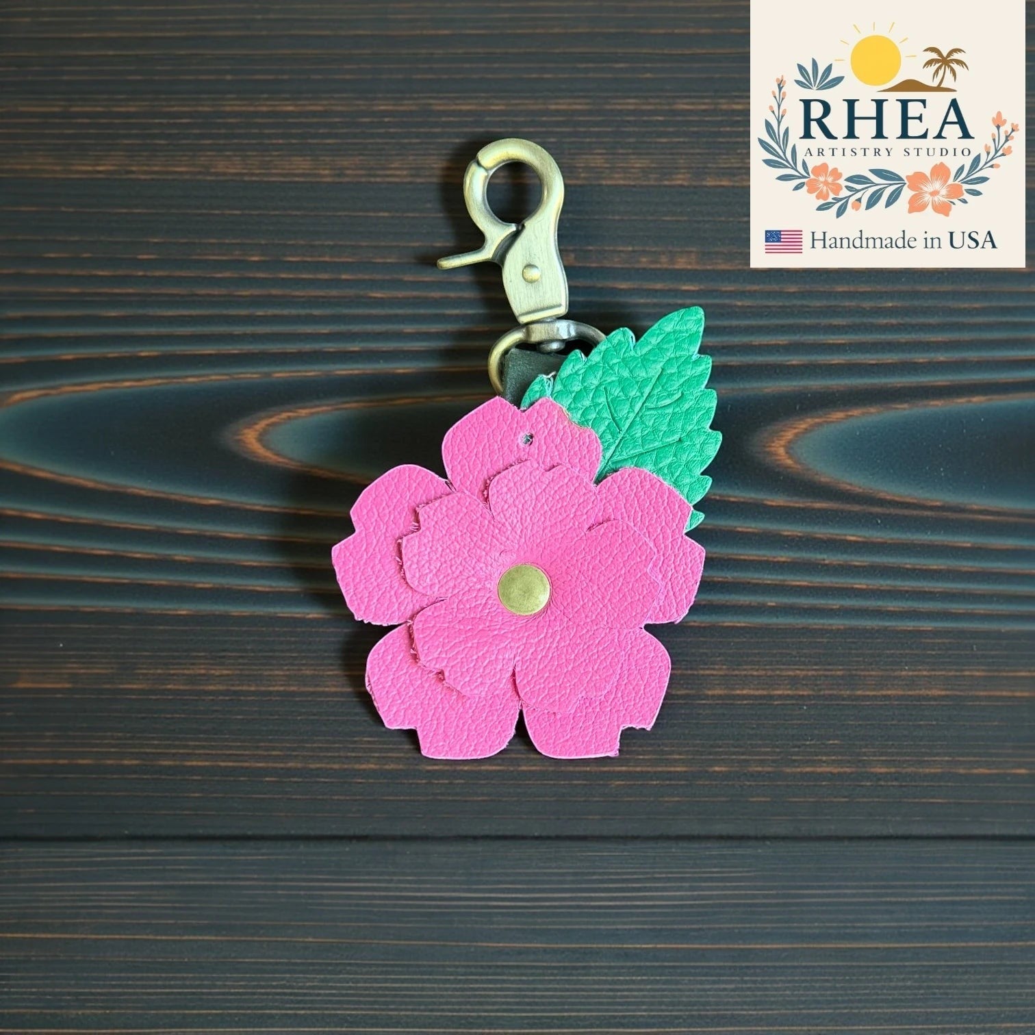 Close view of handcrafted leather rose purse accessory
