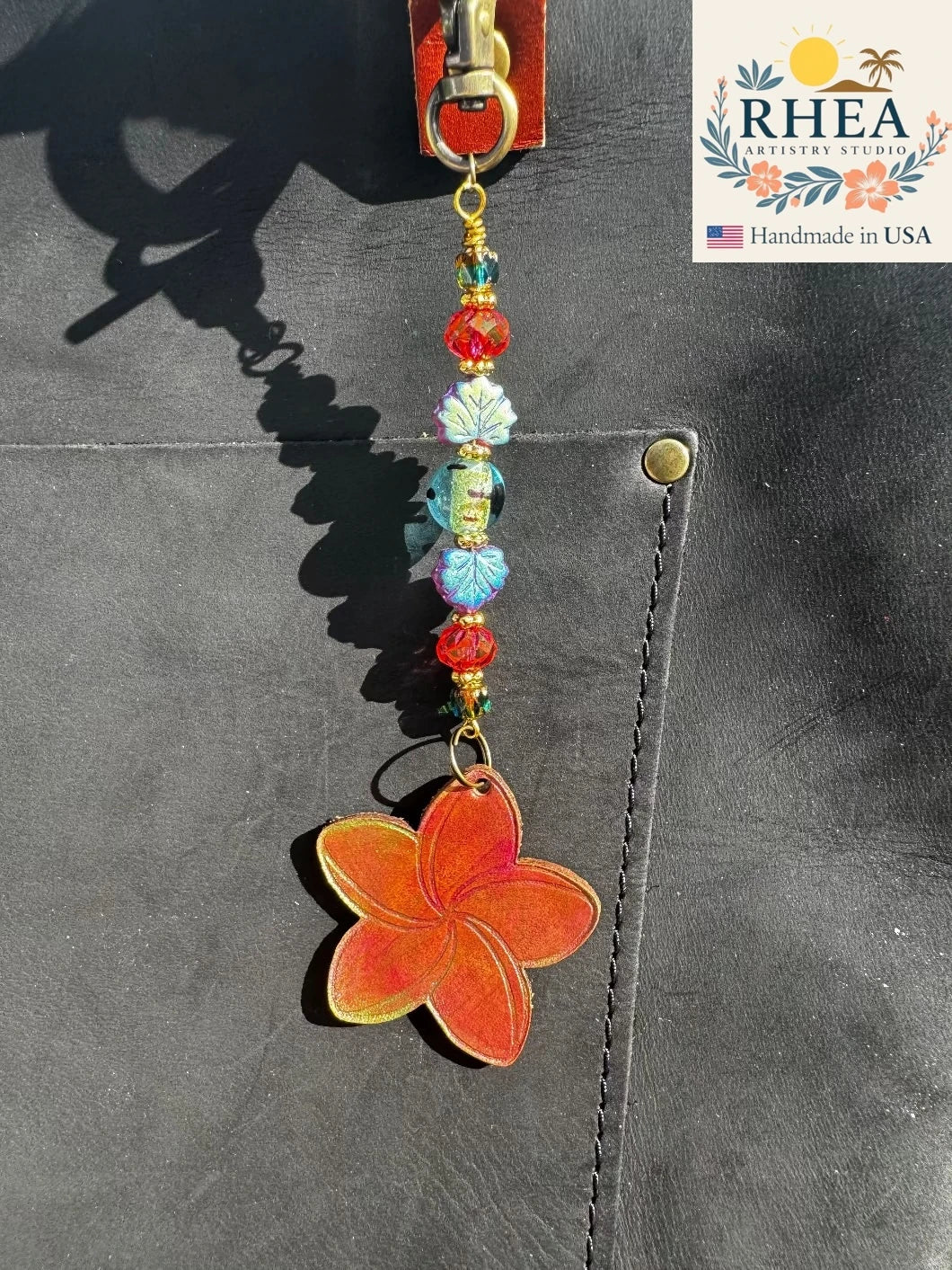 Handcrafted Fairy Forest Charm – Plumeria Delight featuring floral-inspired details, artisan-made bag charm, purse accessory, and keychain.