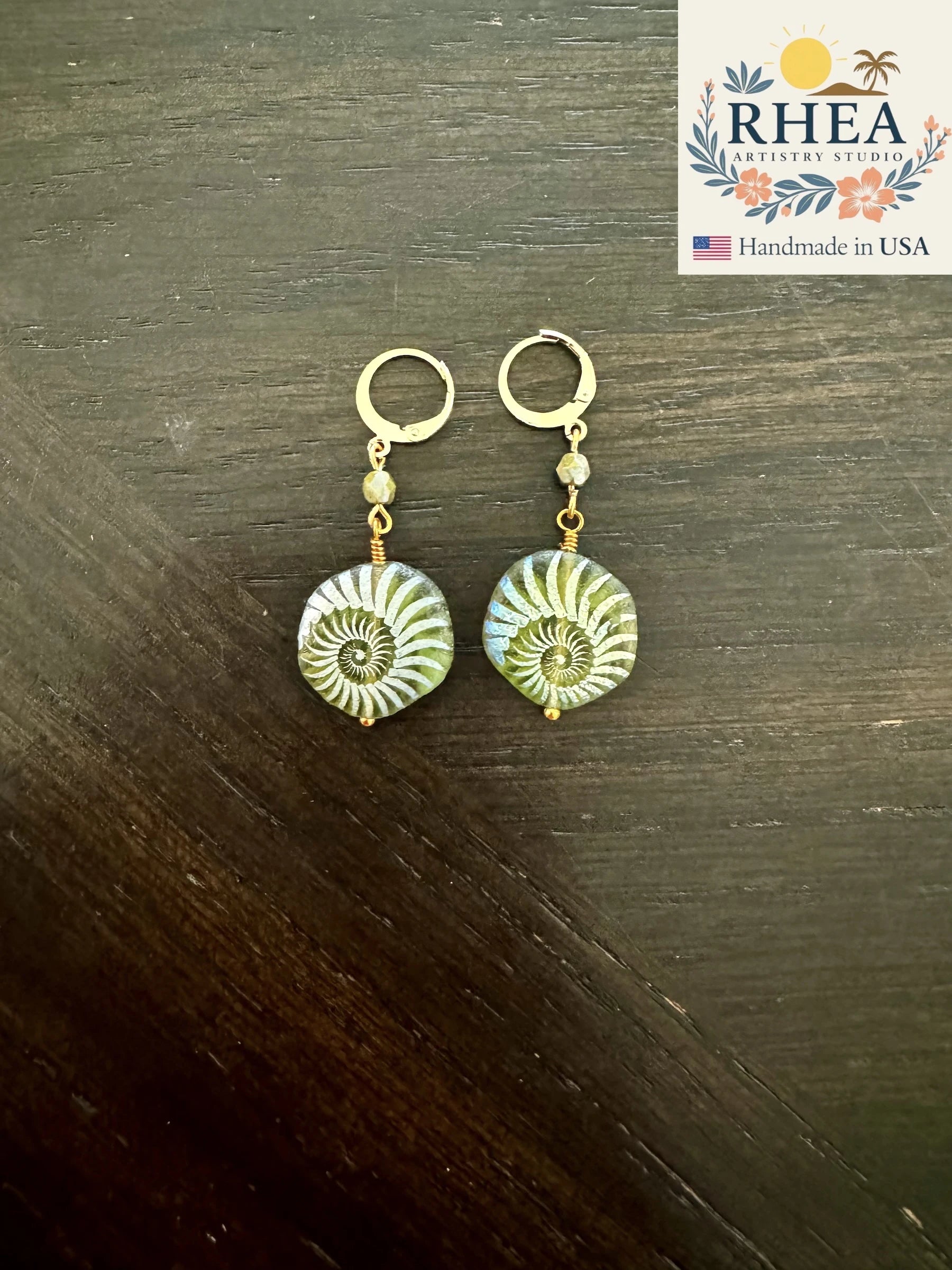 Handcrafted Laser Green Drop earrings – AG design, featuring Czech beads, artisan-made with a vibrant green glow.