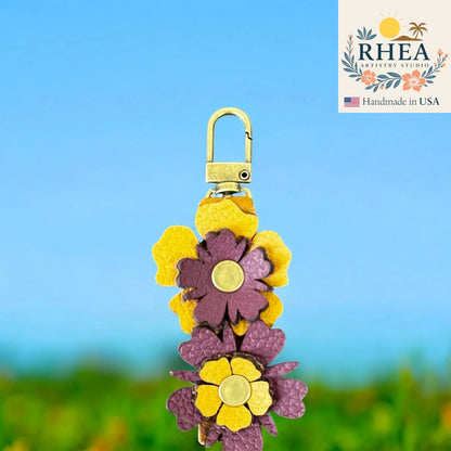 Handmade Leather Zipper Pulls – Wildflower Collection for Bags, Keys & Pouches