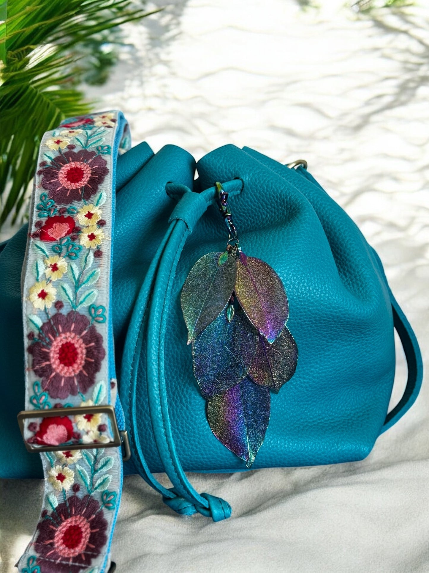 Handmade Metallic Leaf Bag Charms – Real Electroplated Leaves | Rhea Artistry Studio