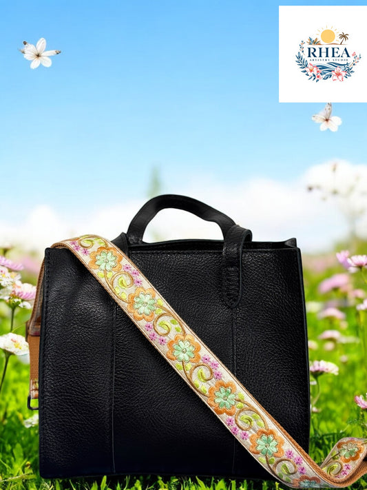 Eight Petal Bloom Purse Strap – 1.5-Inch Embroidered & Adjustable