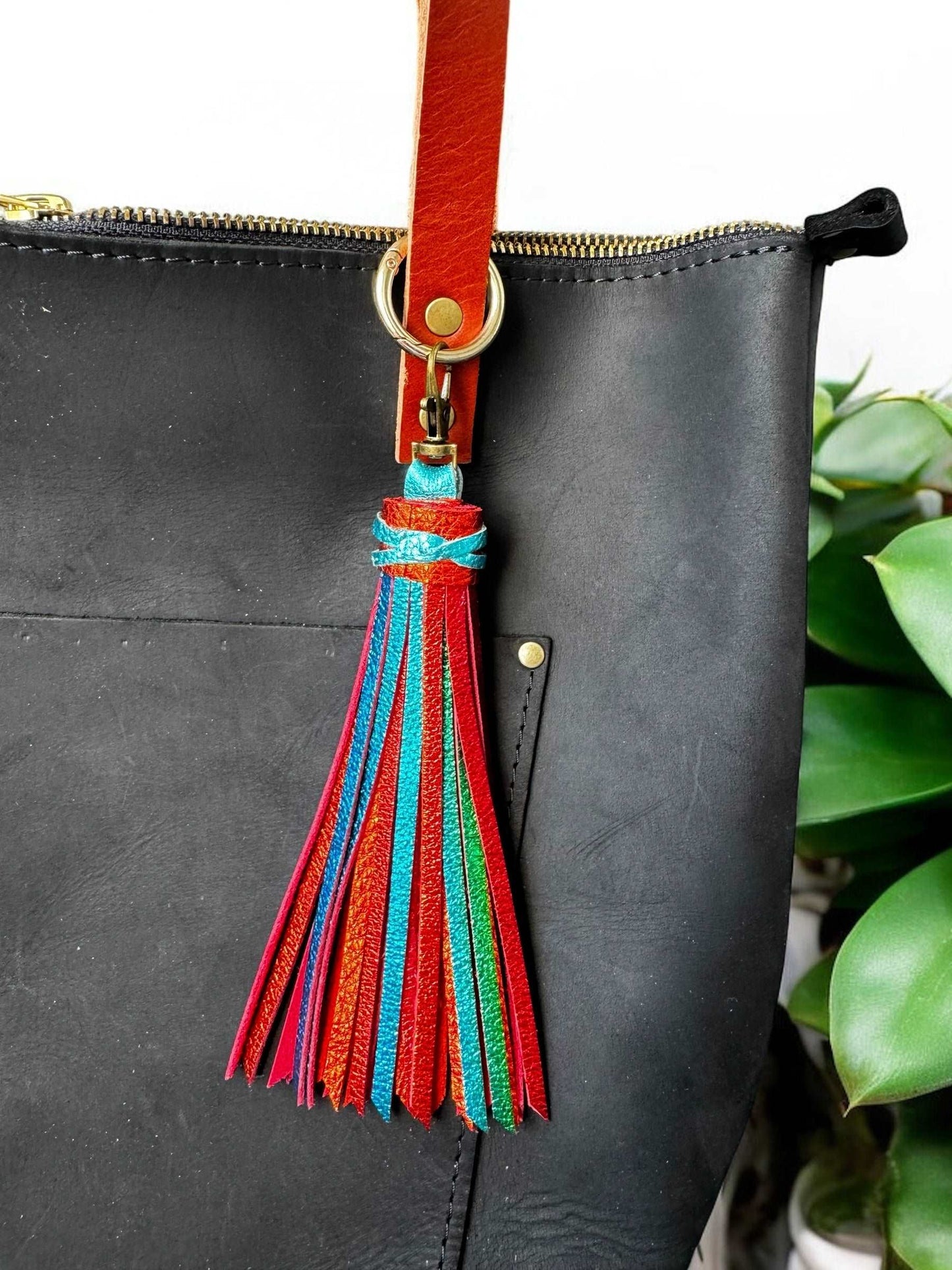 image of a purse with multi colored tassel