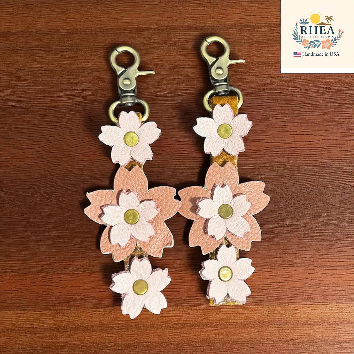 Sakura Flower | Handmade layered leather bag Charm