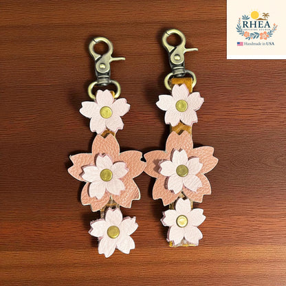 Sakura Flower | Handmade layered leather bag Charm