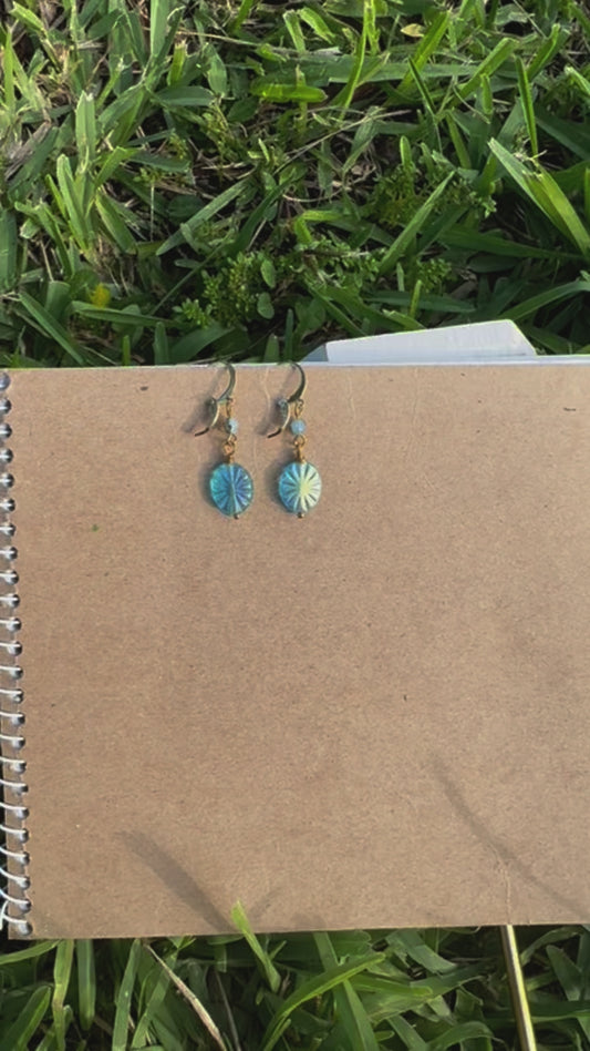 Starburst Oval Blue Earrings