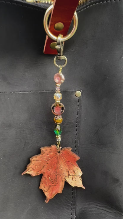 Fairy Forest Charm with Striped Hibiscus flowers and beads