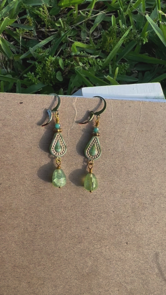 Picasso Green Multi Drop Earrings