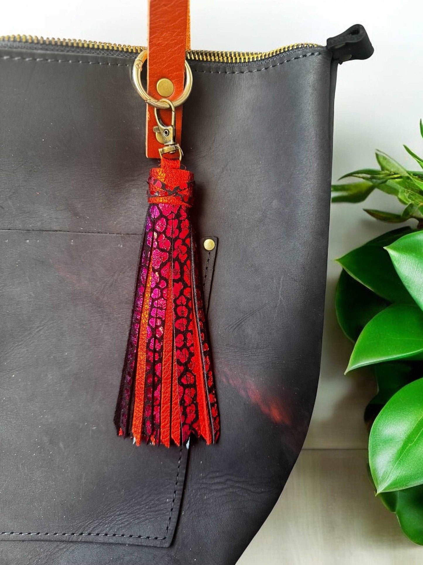 image of a purse with multi colored tassel