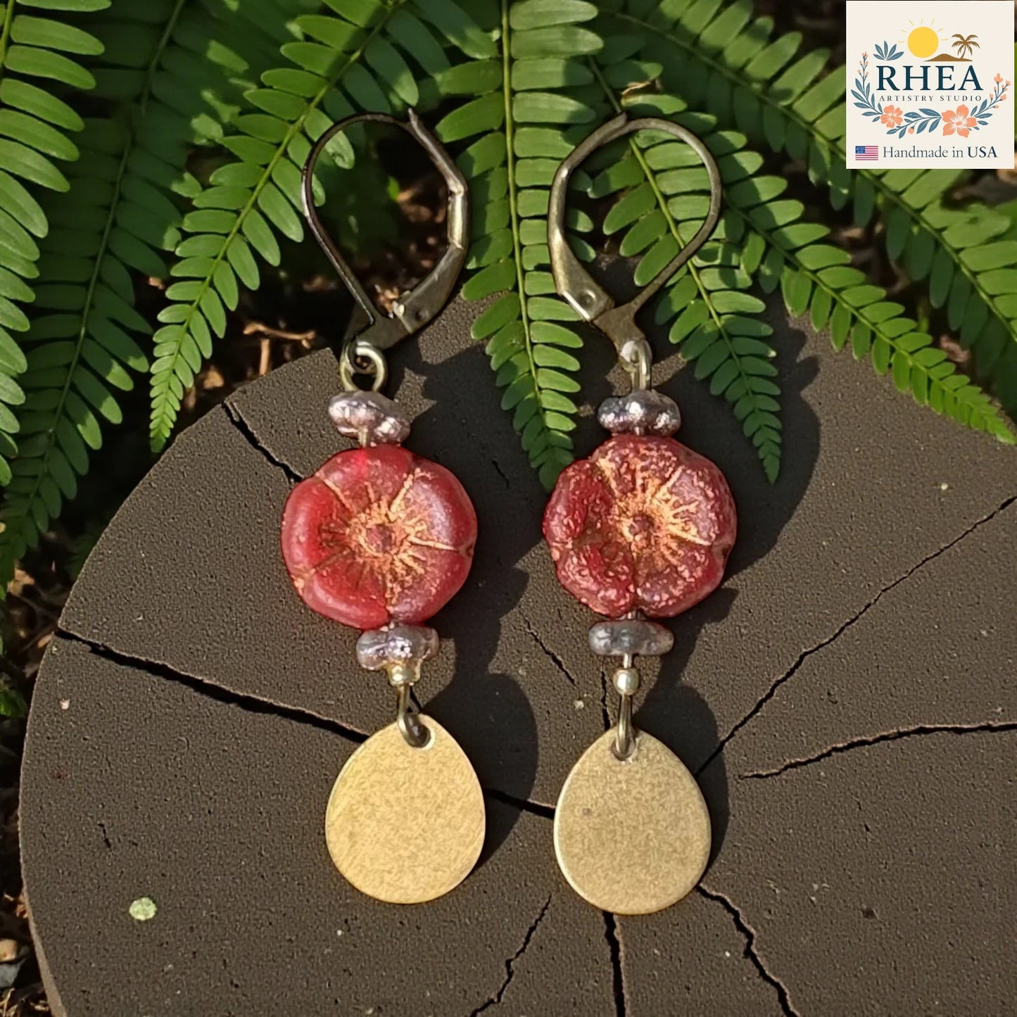 Small batch earrings created with premium beads and durable hardware in warm tone