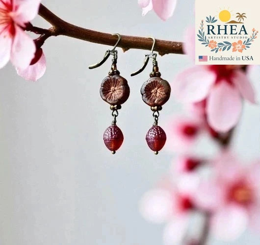 Handcrafted Serene Glow Czech Glass Earrings featuring luminous Czech glass beads, artisan-made jewelry with soft light and graceful design.