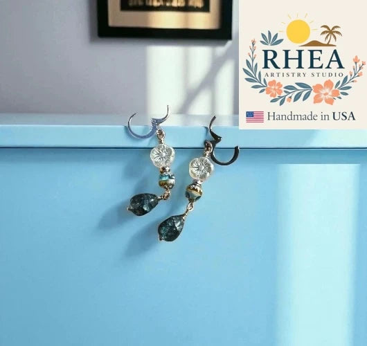 sky blue cathedral drop earrings