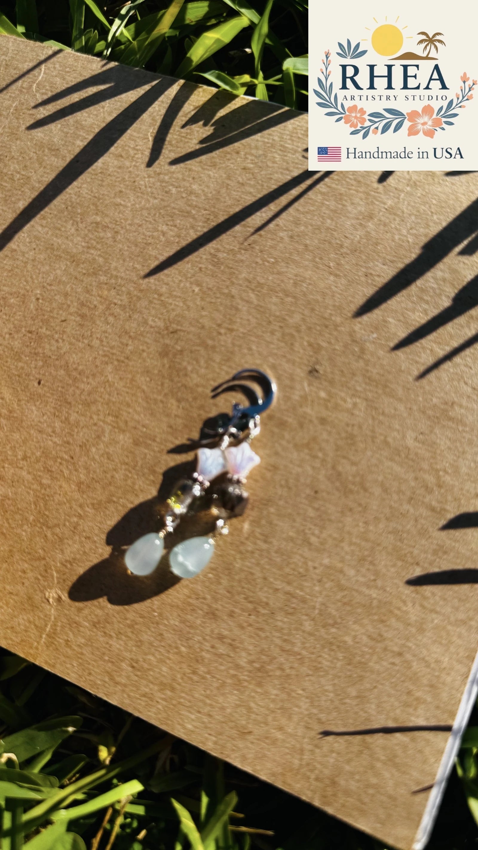 Floral-inspired Three Petal Cathedral Pewter Drop earrings handcrafted with Czech beads, artisan jewelry with pewter accents.